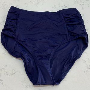 NWT Anne Cole Navy Shirred Bikini Bottom Swimsuit